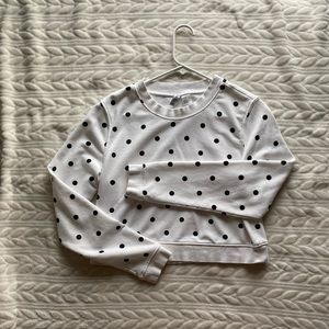 White with black polka dots long sleeve crop top